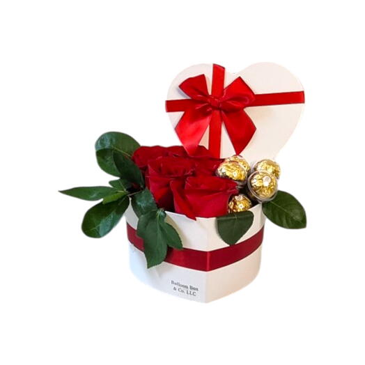Luxury Heart-Shaped Box with Red Roses   Ferrero Rocher – Romantic Gift for Her
