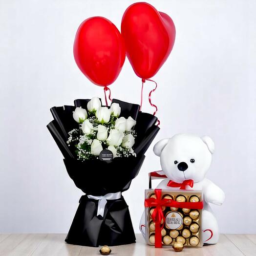 Комбо-набор: букет из 51 белой розы