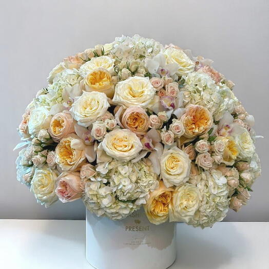 Lovely Box: Fresh Purple Roses with Limonium and Greenery