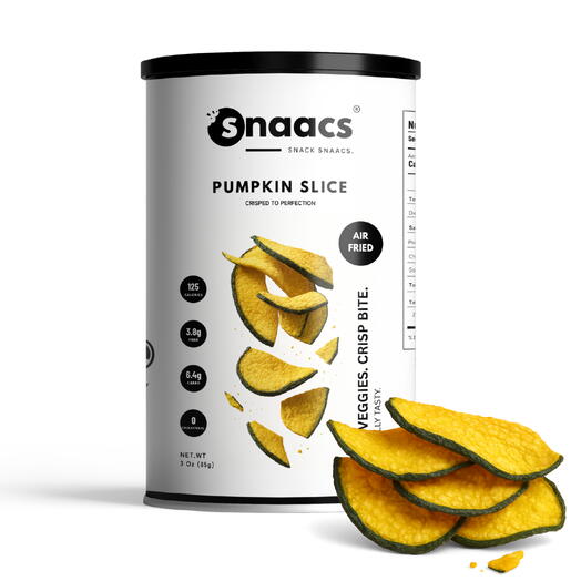 SNAACS Crispy Pumpkin Slices | Toasty   Naturally Sweet | Air-Fried Vegetable Snack - 3 oz | 85 g