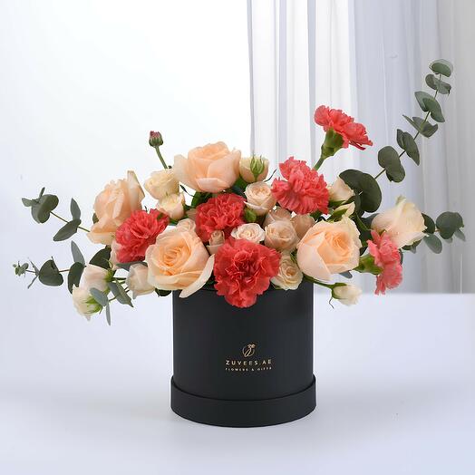 Блаженство заката черная цветочная коробка