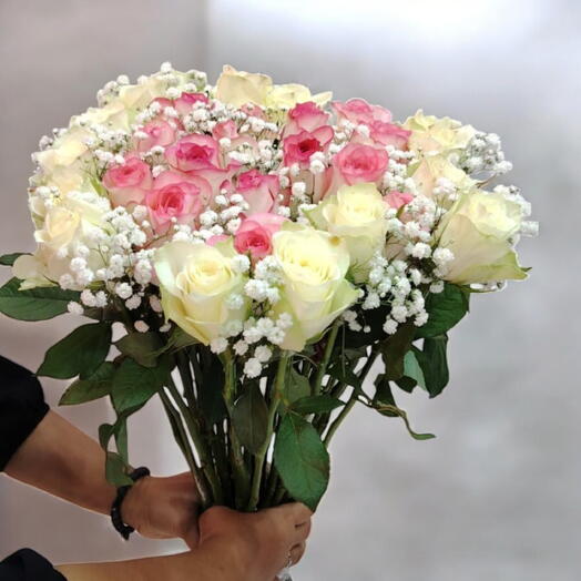 Elegant Pink   White Rose Bouquet