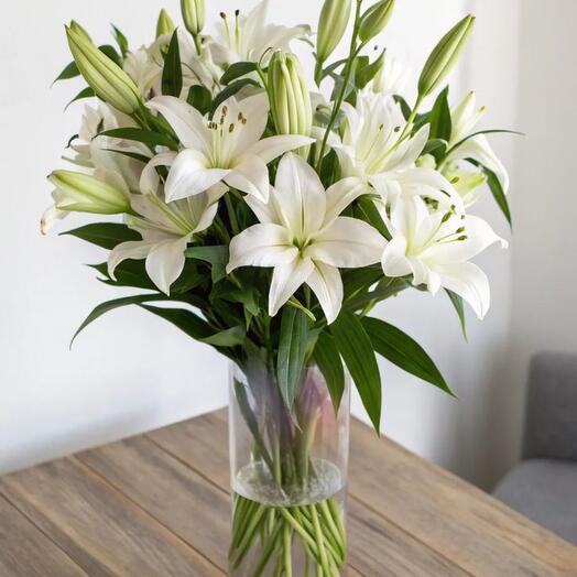 White lily vase