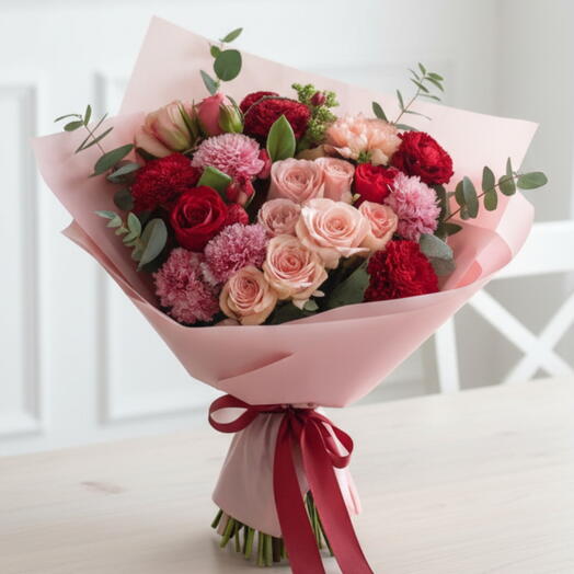 25 Mixed Roses Carnations Bouquet