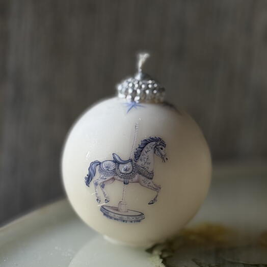 Christmas bauble with blue horse prints