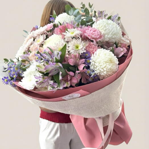 Роза, Хризантема   Альстромерия Делайт