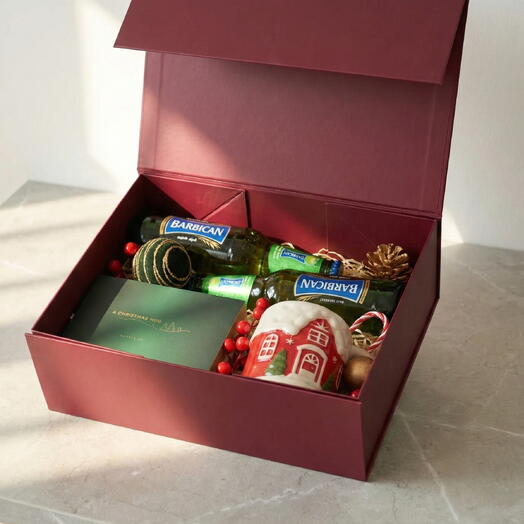 Winter Joy Treat Gift Box – Festive Chocolate, Apple Drink   Christmas Mug Hamper