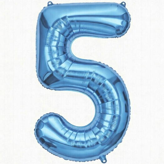Синий фольгированный шар с цифрой пять (наполнен гелием)