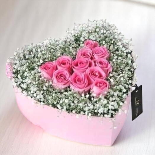 Pink roses in a box