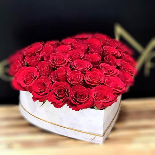 Red roses in a box