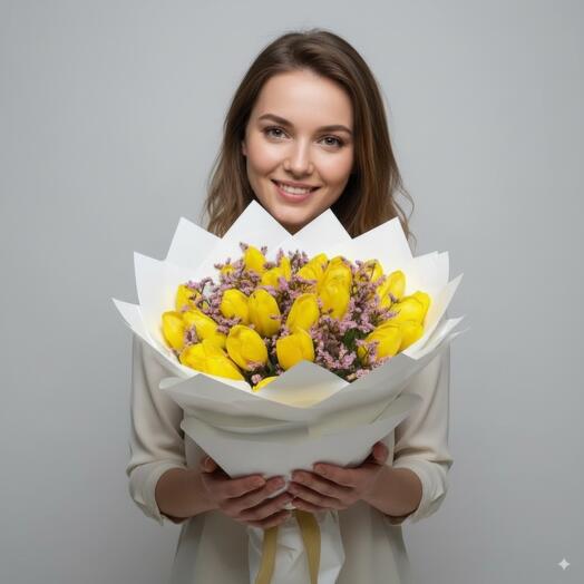 30 Yellow Tulips Bouquet
