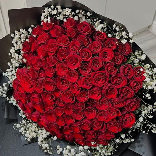 Exquisito ramo de 101 rosas rojas