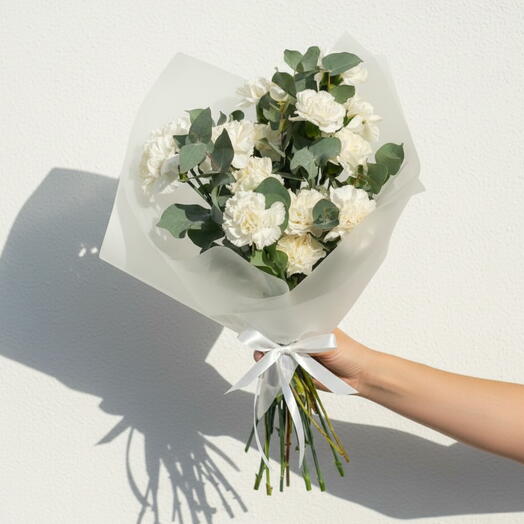 Pure Serenity – 11 White Carnations