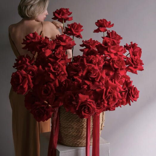 Flaming _ 101 Luxurious French Rose Basket in Large Size For |Anniversary|Birthday|For Her|