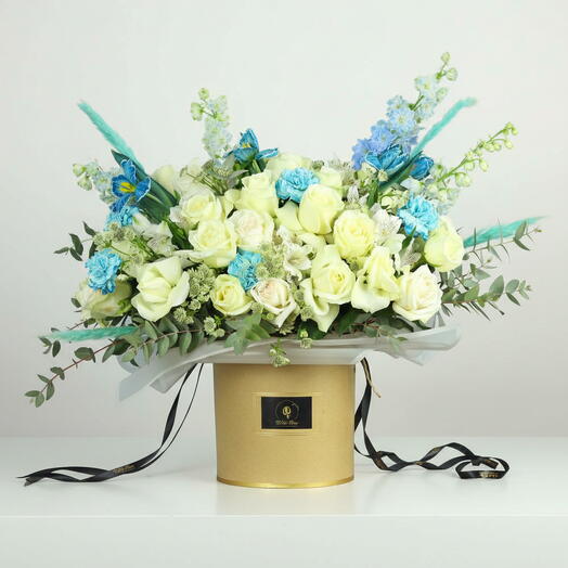Blue and White Flower Box