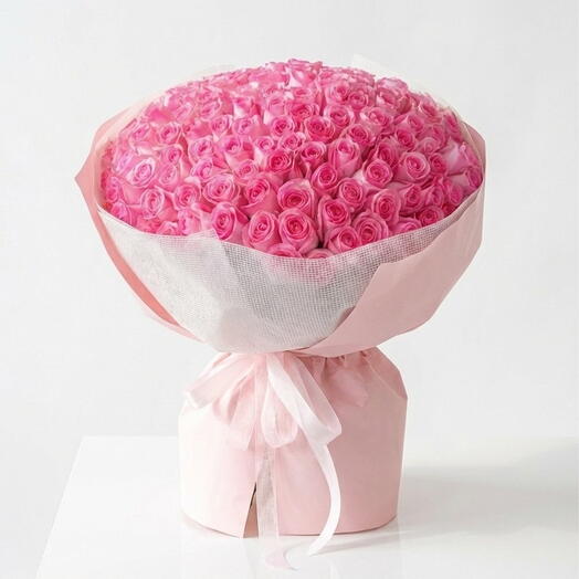 Розовый Валентайн -99 Свежий букет розовых роз