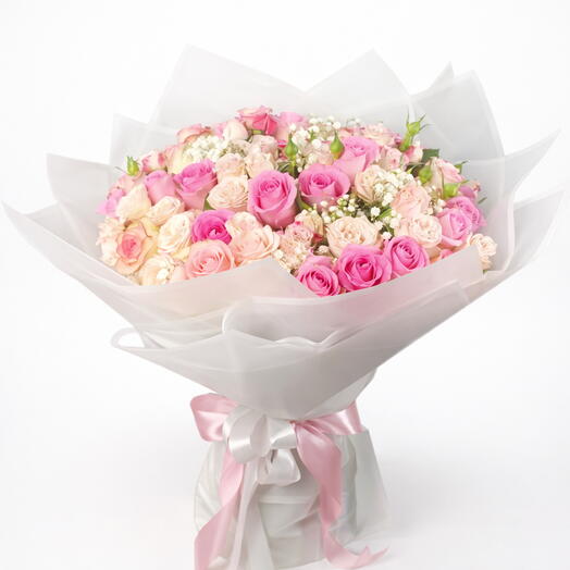 Premium Pink   Cream Rose Bouquet