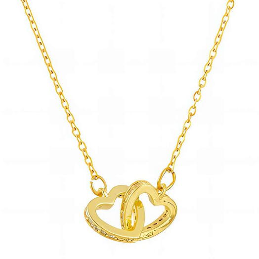 Позолоченное 18K ожерелье с подвеской «двойное сердце»