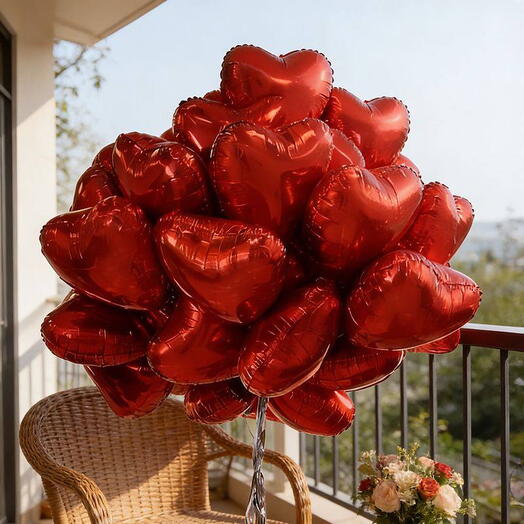 Гелиевые шарики в форме сердца, 20 штук