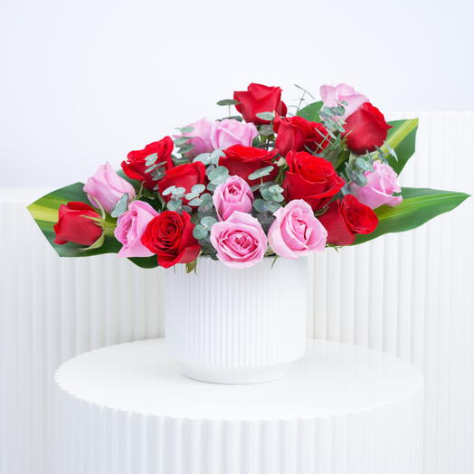 Blush Red and Pink Roses Arrangement