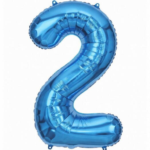 Голубой фольгированный шар цифра два (наполнен гелием)