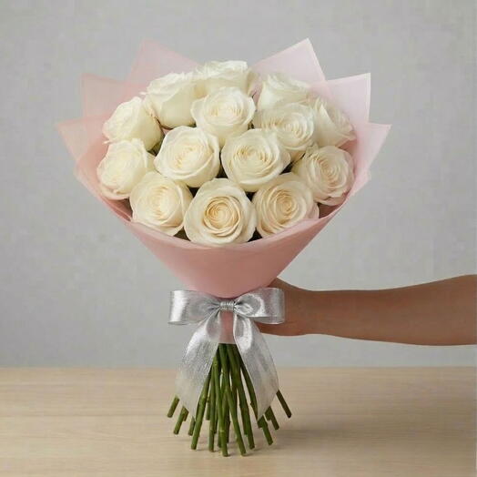 15 White Roses Premium Bouquet