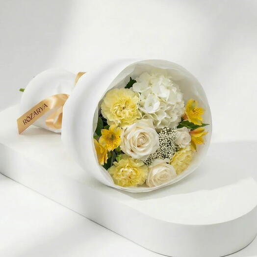 Golden Grace Petite Hand-Tied: The Hydrangea, Rose   Buttery Carnation Luxe