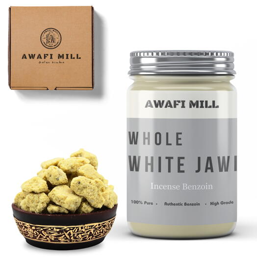 AWAFI MILL Белый Jawi бензоин, благовоние | Белая камедь Javi - бутылка 100 грамм