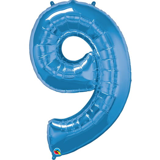 Blue Number Nine Helium Balloon-5338