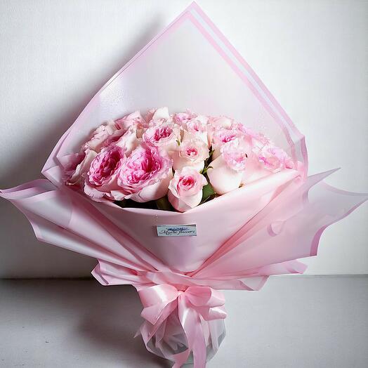 Букет нежно-розовых роз - 1014