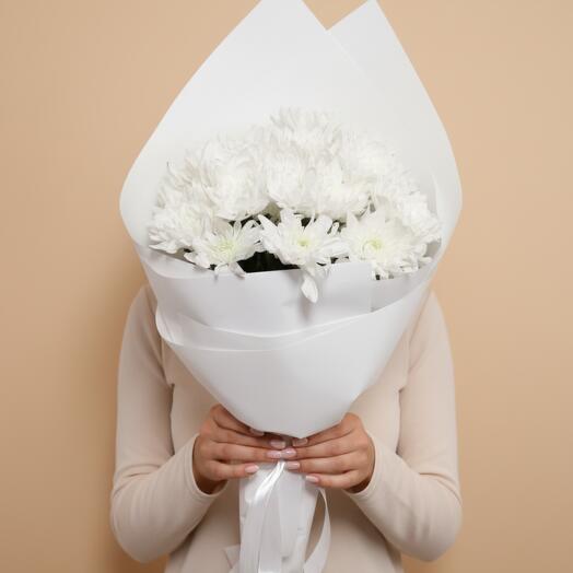 Bouquet de 5 chrysanthèmes blancs