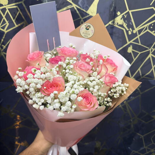 Premium 10 Pink Roses Bouquet