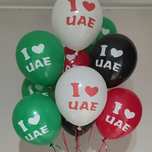 I Love UAE Latex Balloons – 12 Helium Balloons – Mixed Colours