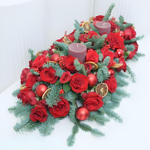 Рождественская центральная композиция — 70 см в длину