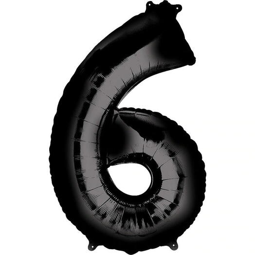 Black number 6 balloon