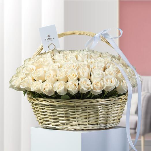 101 White Rose Basket
