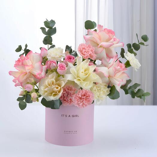 Нежно-розовое спокойствие цветочный бокс для малышки