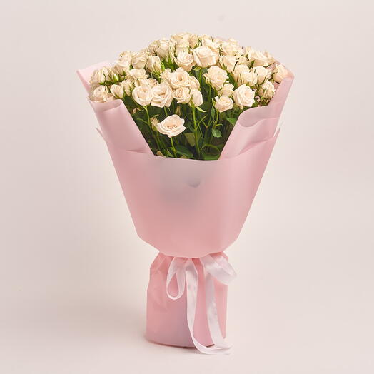 Willow : Pink - 51 White Spray Rose Bouquet