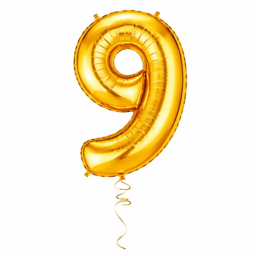 Golden Number Nine Helium Balloon 40 Inches