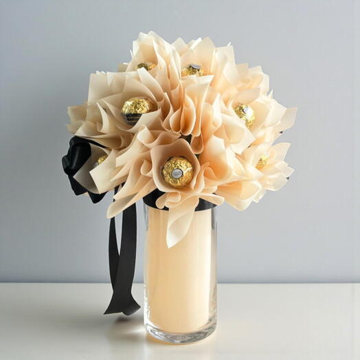 Ваза Peach Bliss с Ferrero Rocher – 21 шоколадка