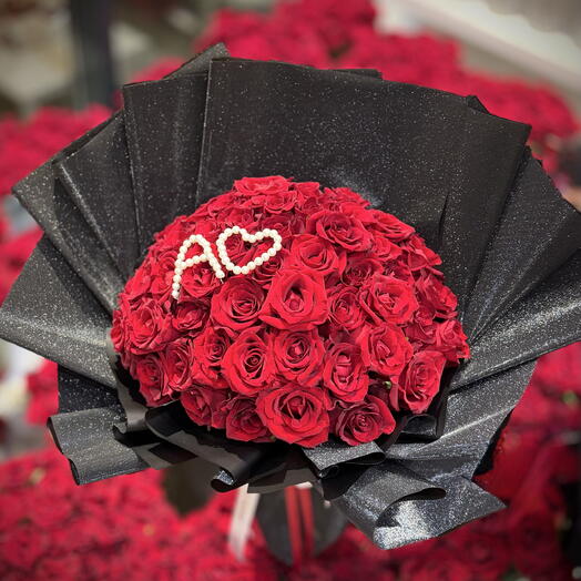 Valentine Red Roses Bouquet with Love Letter