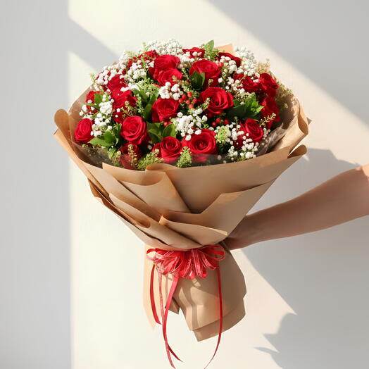 Red roses mix flowers bouquet