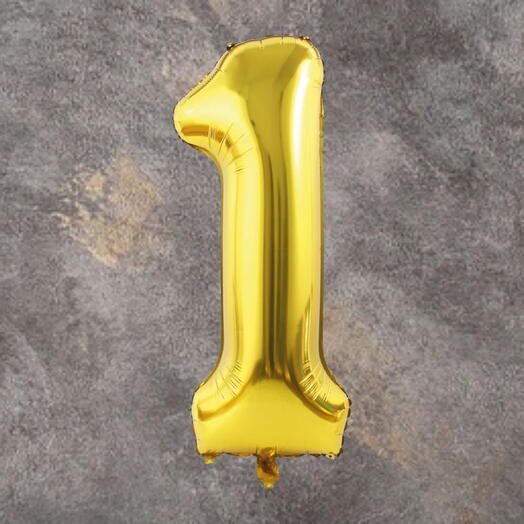 Золотой фольгированный шар-цифра 1