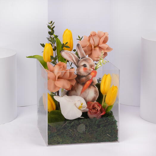 Bunny Glass Flower Box