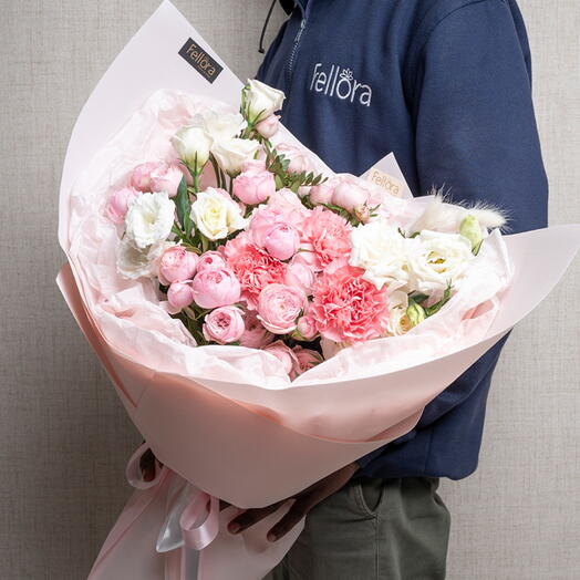Pink And White Flowers Bouquet - 1620