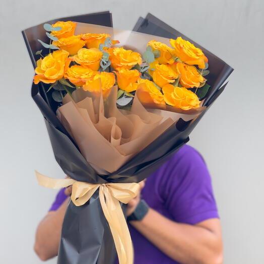 Sunset Spark Bouquet — 15 Orange Roses | Vibrant Gift of Passion, Energy   Joyful Success