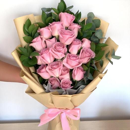 Pink Roses Bouquet | Elegant Pink Floyd Roses with Greenery | Luxury Flower Gift