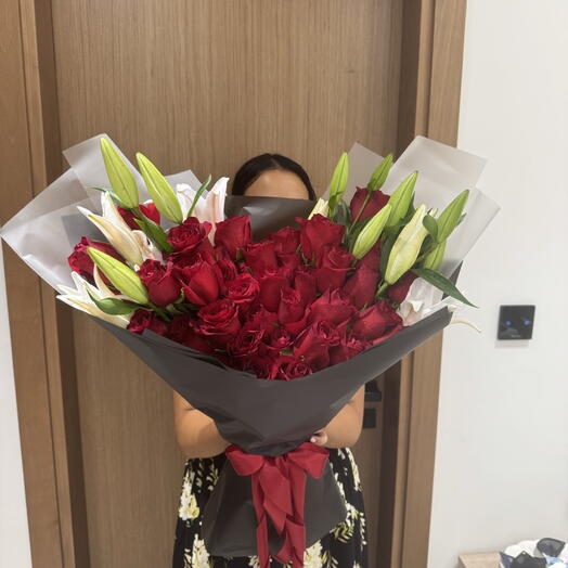 Lillies with Red Roses