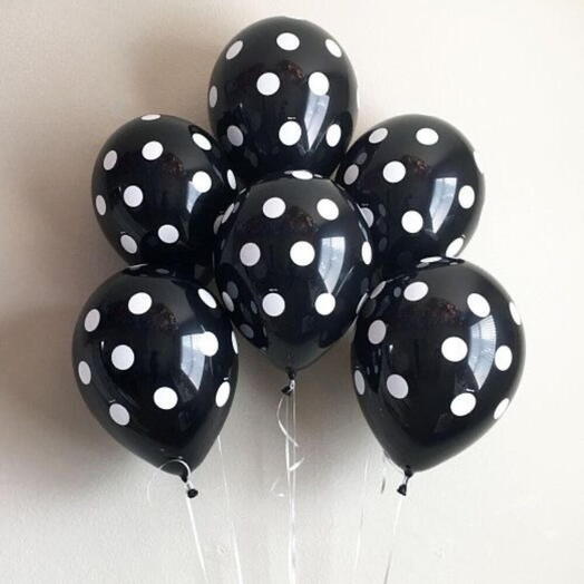 6 Black Polka Dot Balloons