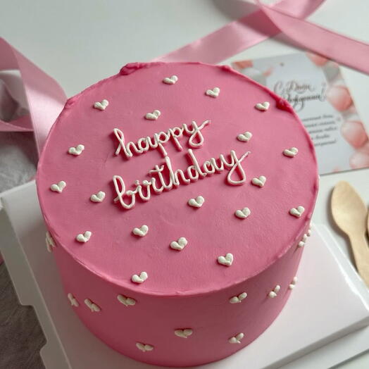 Pink 500g Happy Birthday Cake